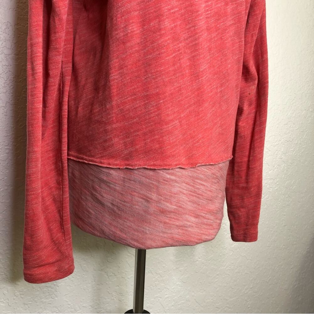 Free People Beach red pink funnel neck raw seam hem tunic size One‎ Size - Picture 11 of 16